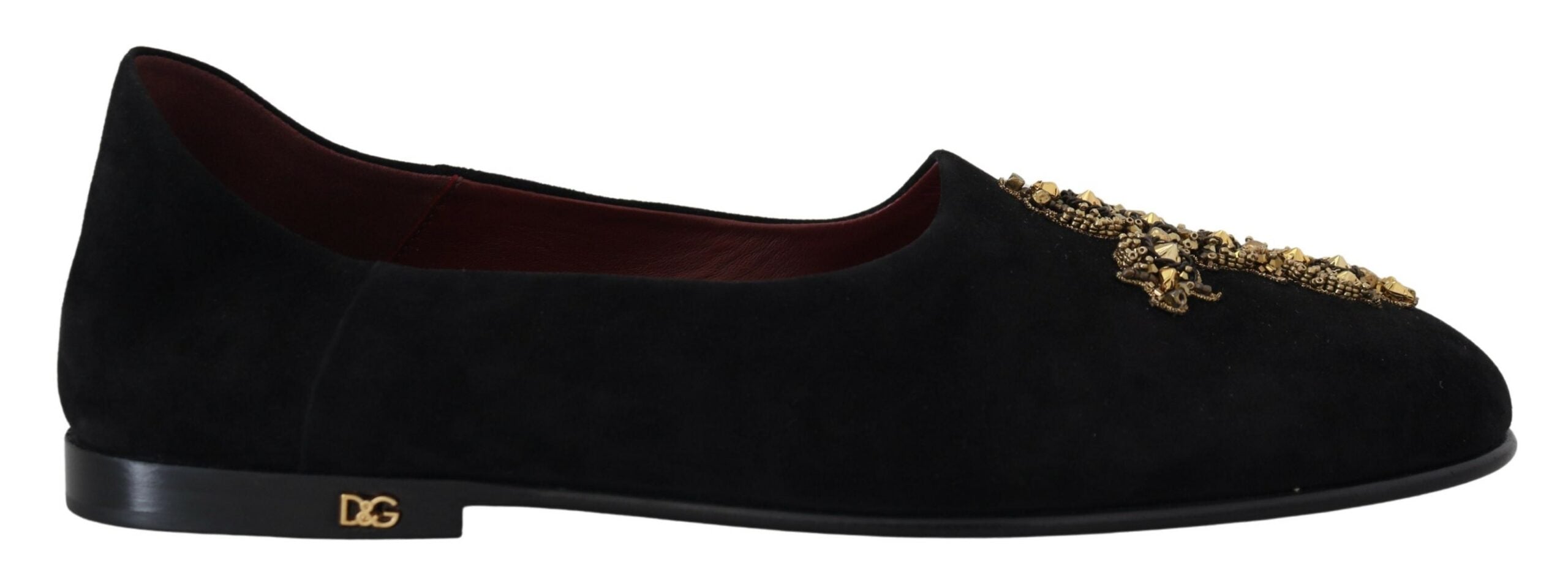 New Dolce & Gabbana Black Suede Gold Cross Slip On Loafers Shoes
