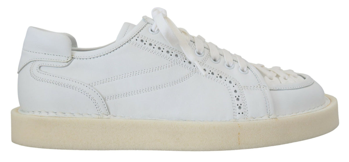 New Dolce & Gabbana White Leather Low Top Oxford Sneakers Casual Shoes
