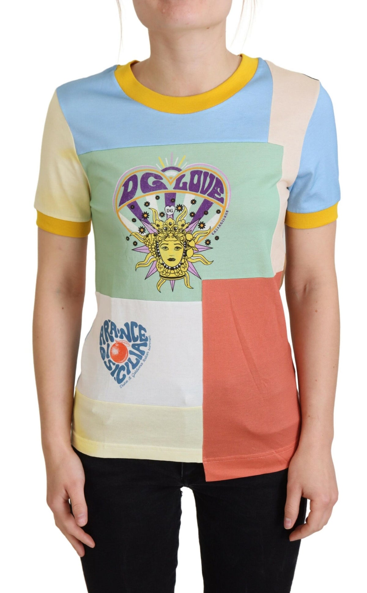 New Dolce & Gabbana Multicolor Cotton DG Love Patchwork
