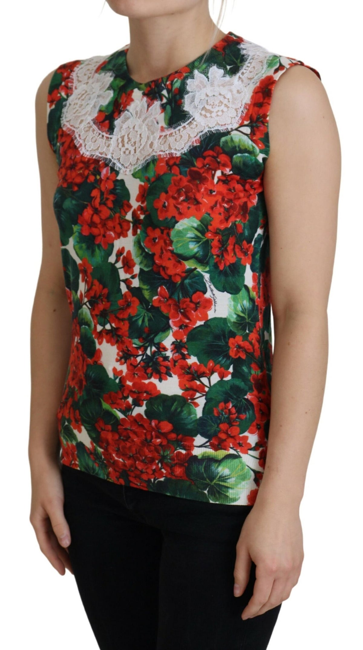New Dolce & Gabbana White Floral Wool Lace Vest Tank Top