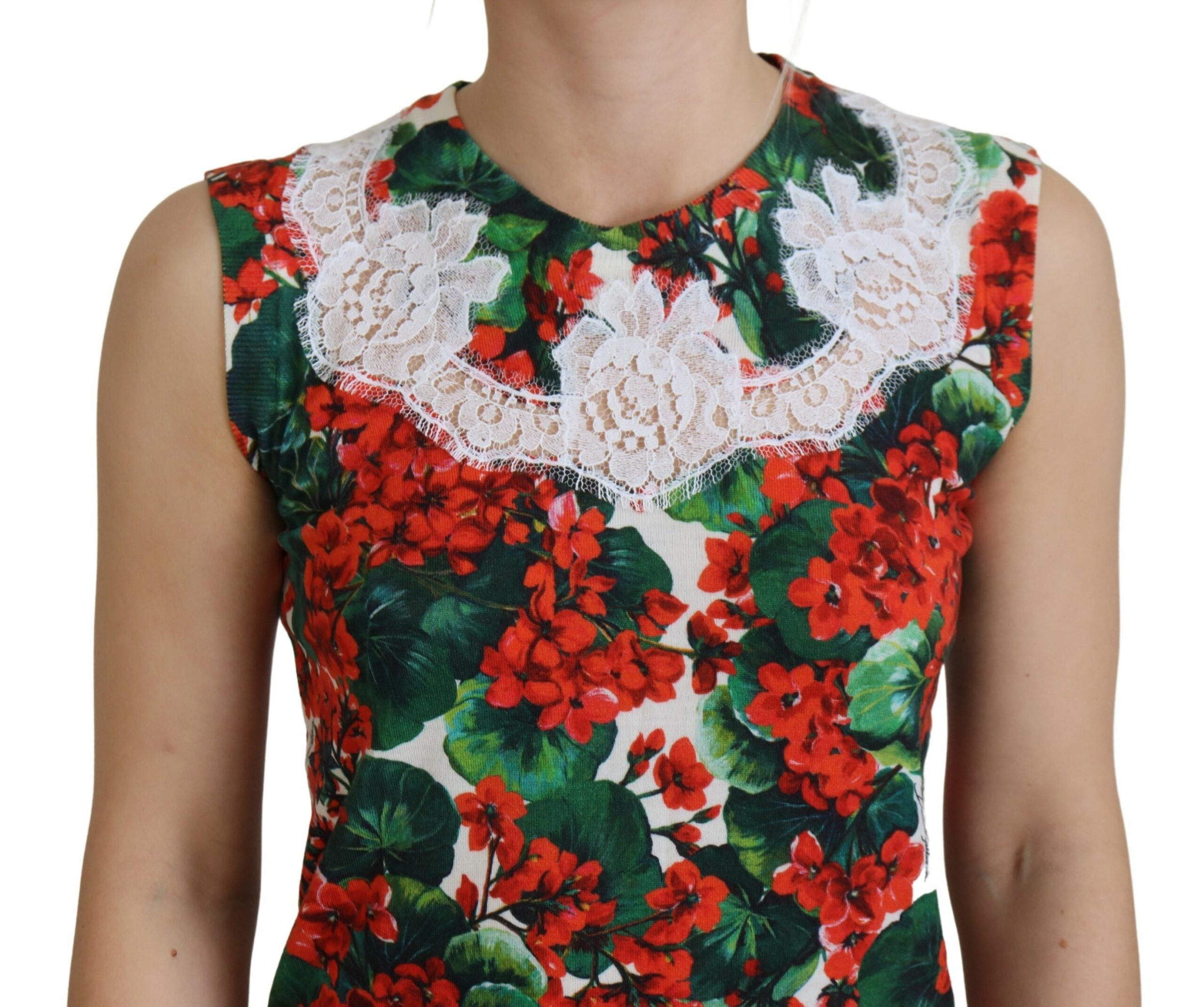 New Dolce & Gabbana White Floral Wool Lace Vest Tank Top