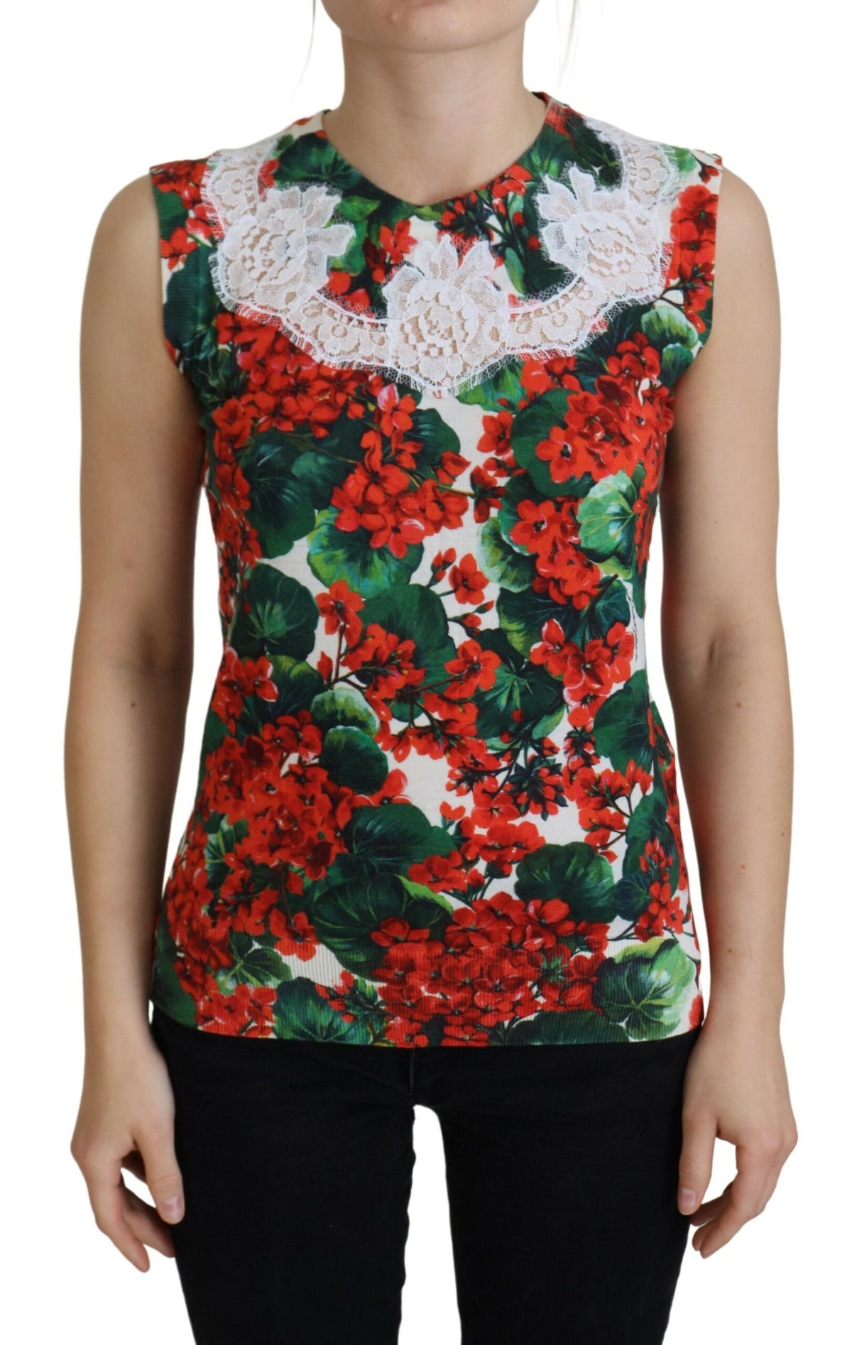 New Dolce & Gabbana White Floral Wool Lace Vest Tank Top