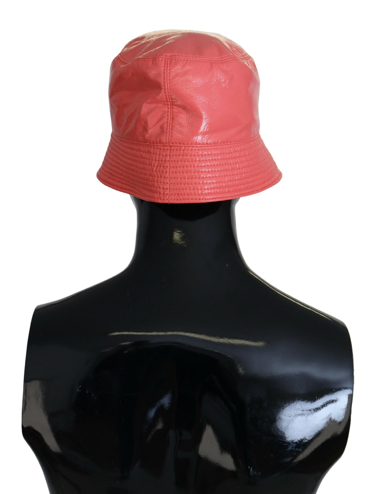 New Dolce & Gabbana Peach Quilted Faux Leather Women Bucket Cap Hat