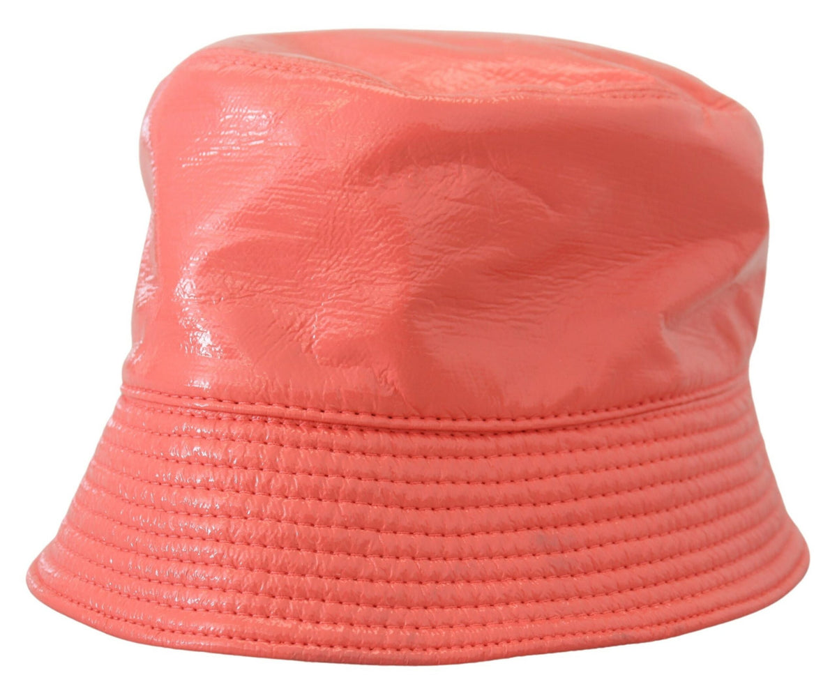 New Dolce & Gabbana Peach Quilted Faux Leather Women Bucket Cap Hat