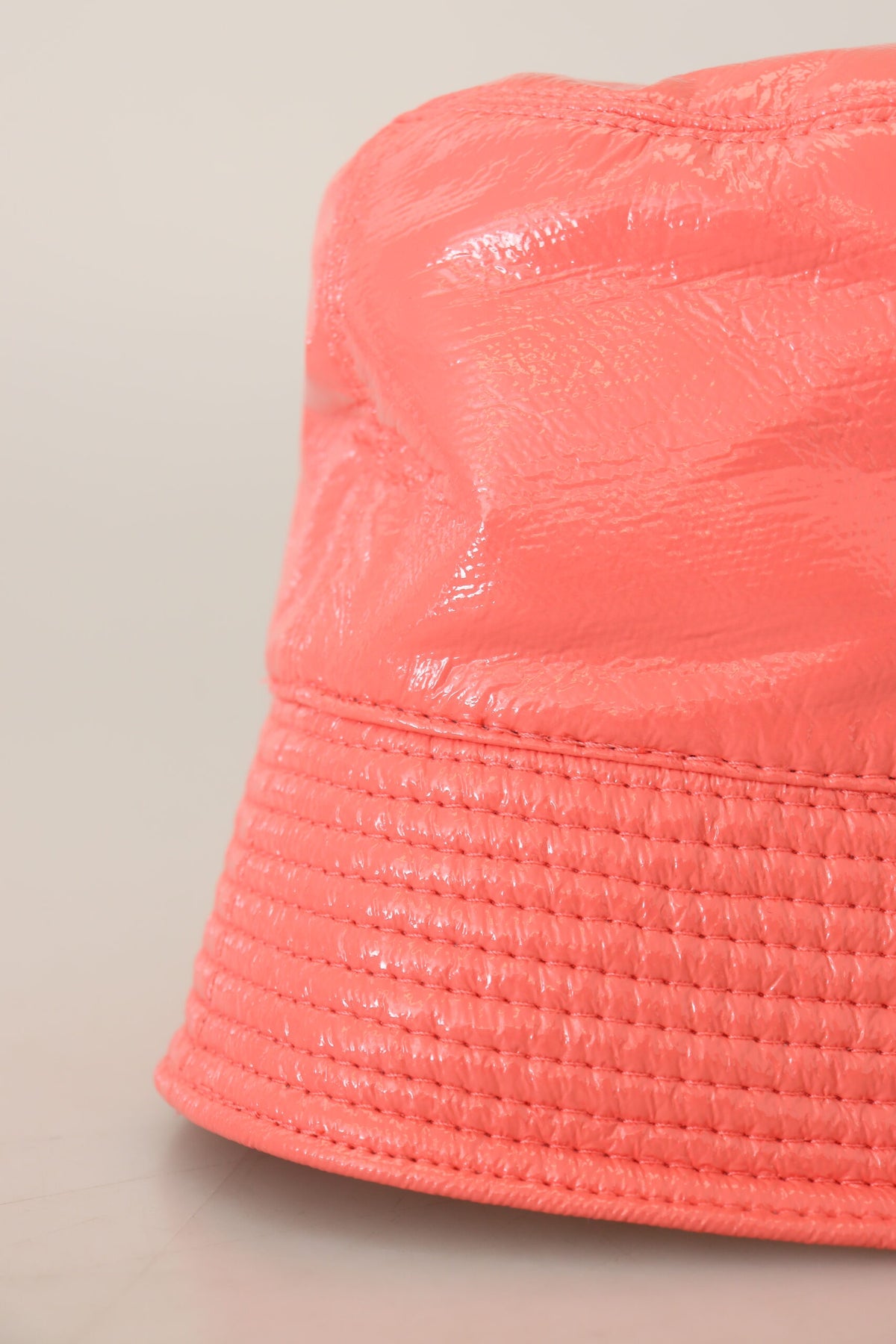 New Dolce & Gabbana Peach Quilted Faux Leather Women Bucket Cap Hat