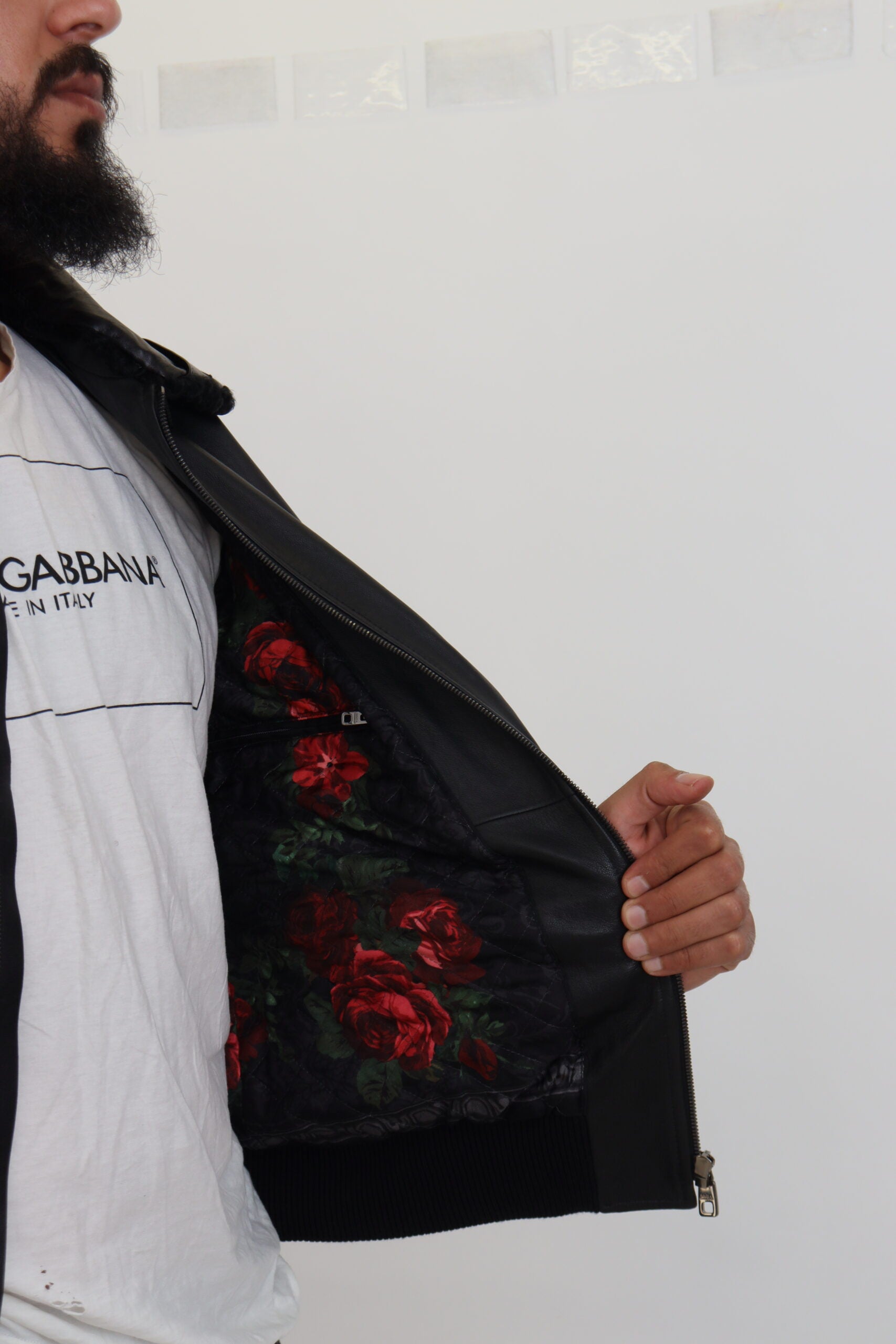 Dolce & Gabbana Black Lamb Leather Collared Men Coat Jacket