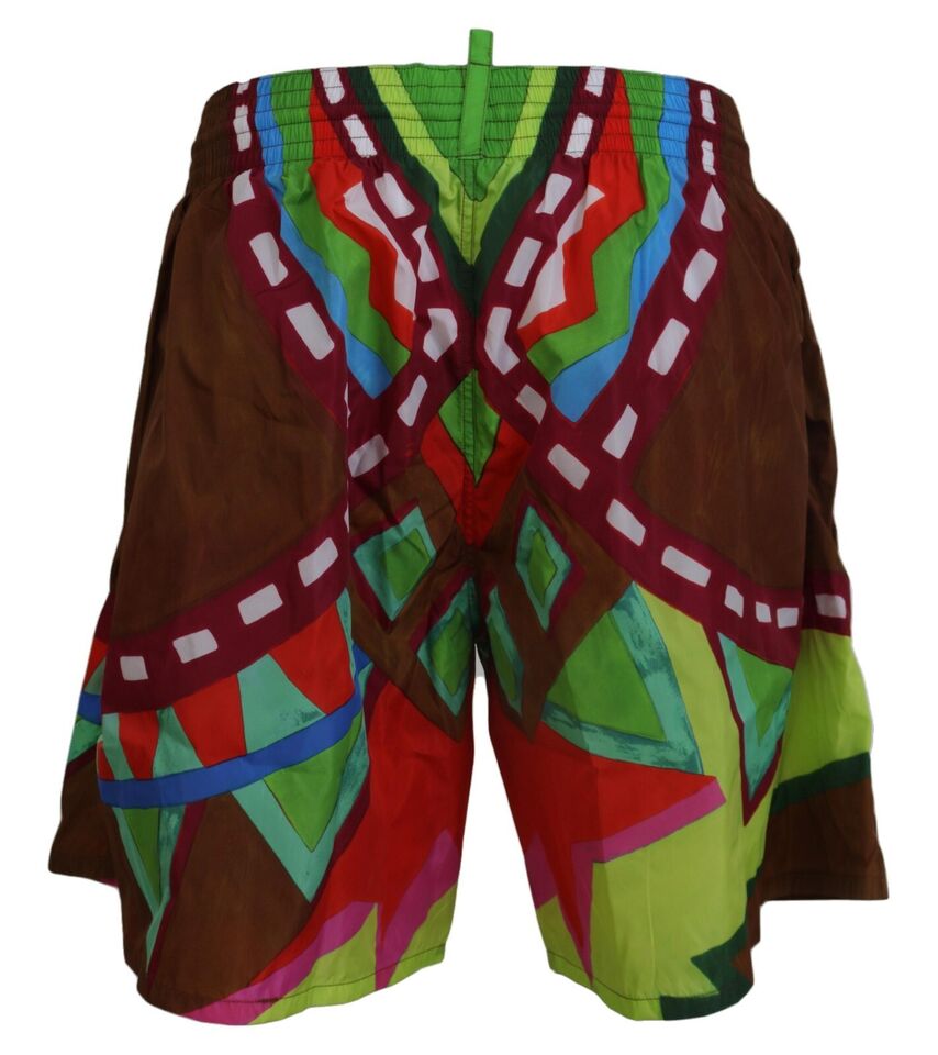 New Dsquared² Multicolor Printed Men Beachwear Swimwear Short