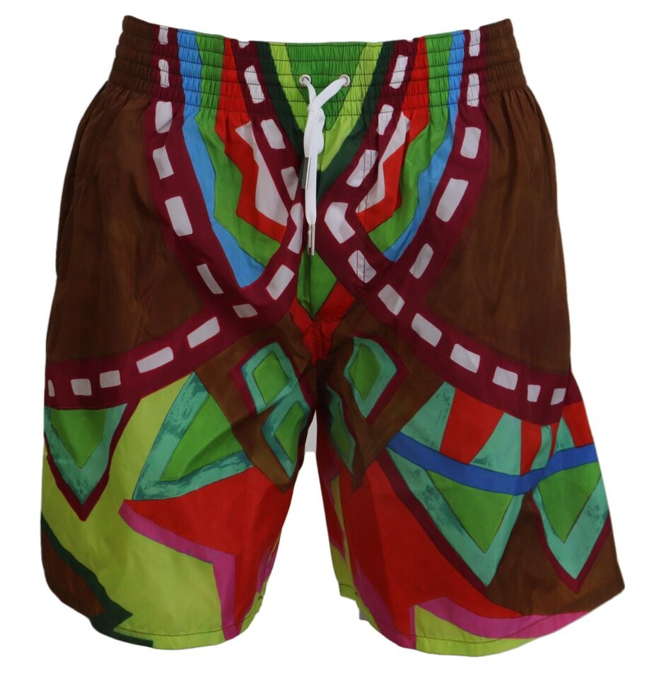 New Dsquared² Multicolor Printed Men Beachwear Swimwear Short