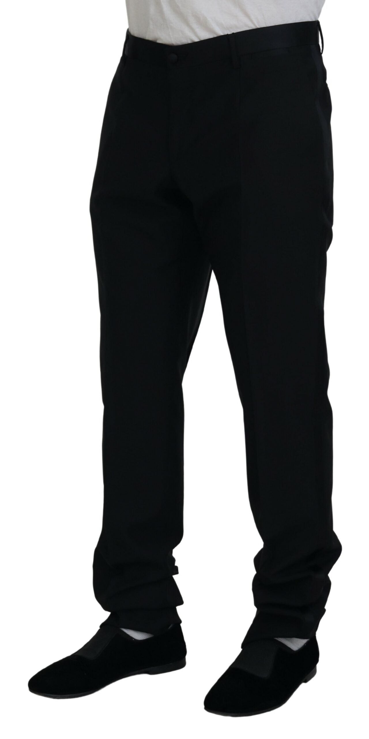 New Dolce & Gabbana Black Dress Wool Silk Trouser Pants