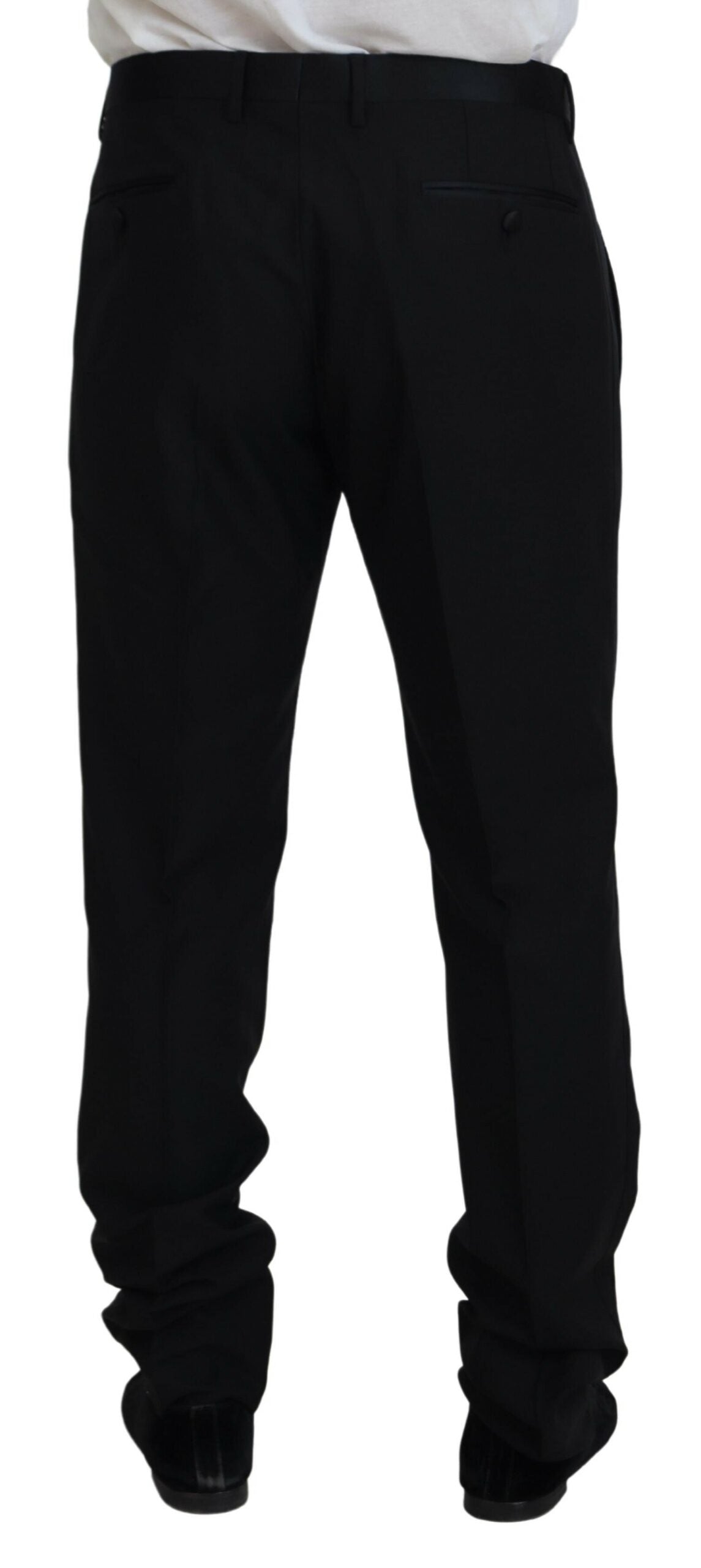 New Dolce & Gabbana Black Dress Wool Silk Trouser Pants