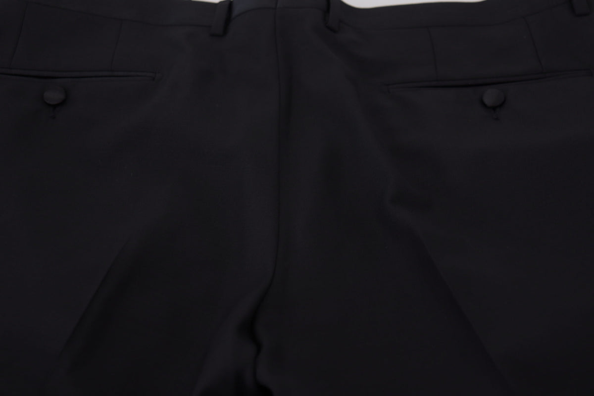 New Dolce & Gabbana Black Dress Wool Silk Trouser Pants
