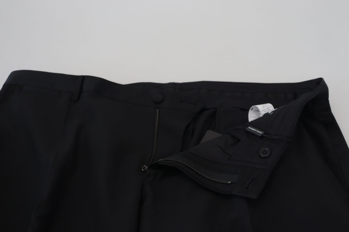 New Dolce & Gabbana Black Dress Wool Silk Trouser Pants