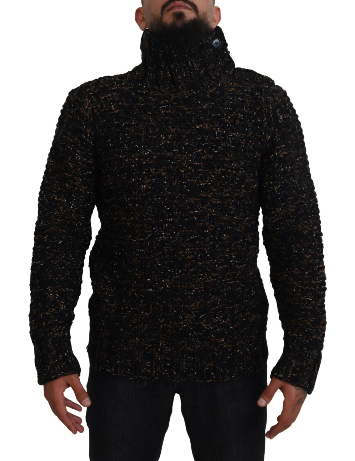 New Dolce & Gabbana Brown Fatto A Mano Turtleneck Pullover Sweater