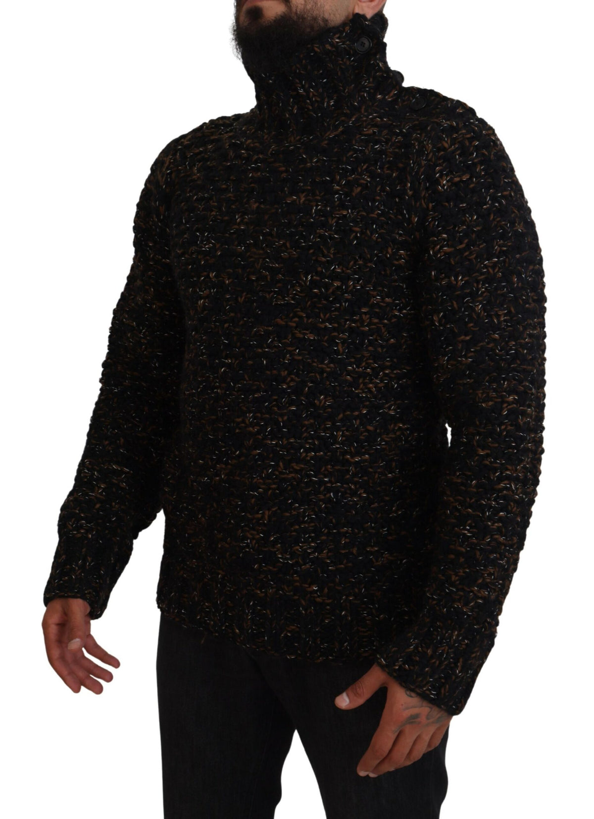 New Dolce & Gabbana Brown Fatto A Mano Turtleneck Pullover Sweater