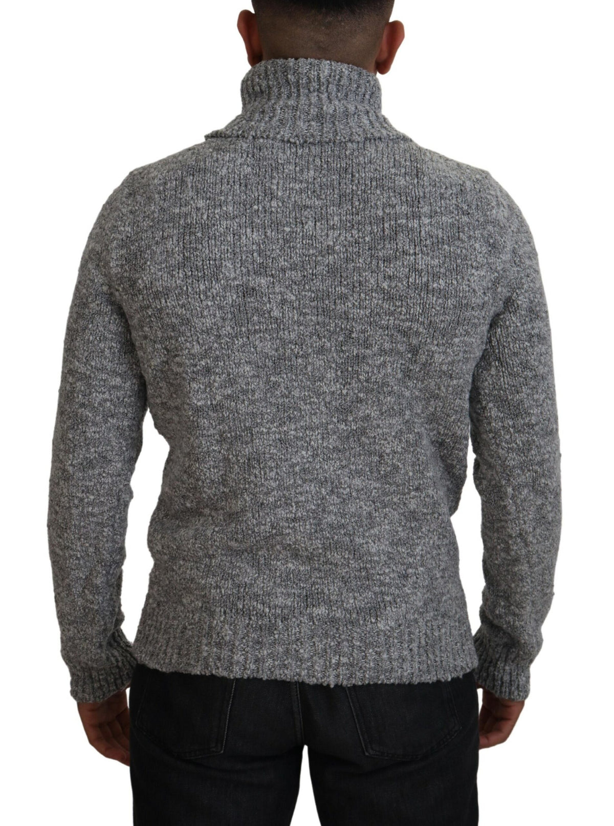New Dolce & Gabbana Gray Wool Knit Turtleneck Pullover Sweater