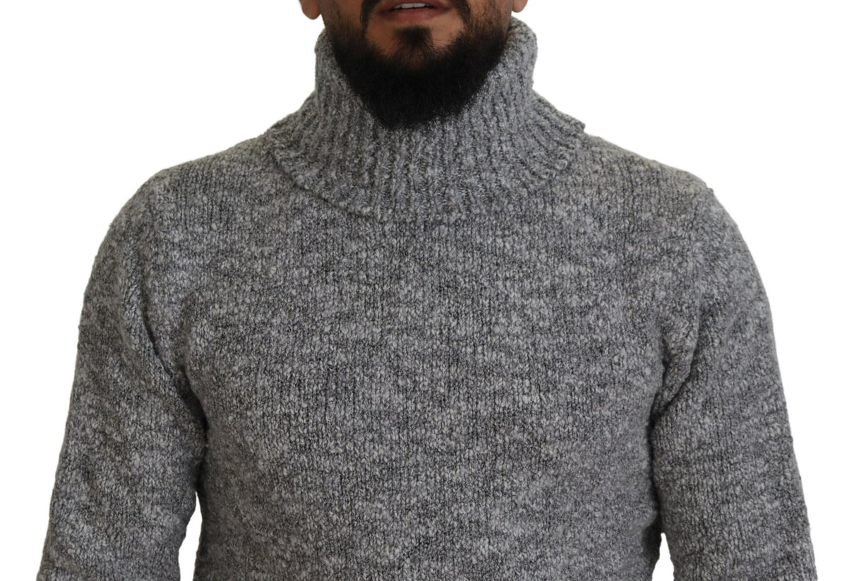 New Dolce & Gabbana Gray Wool Knit Turtleneck Pullover Sweater