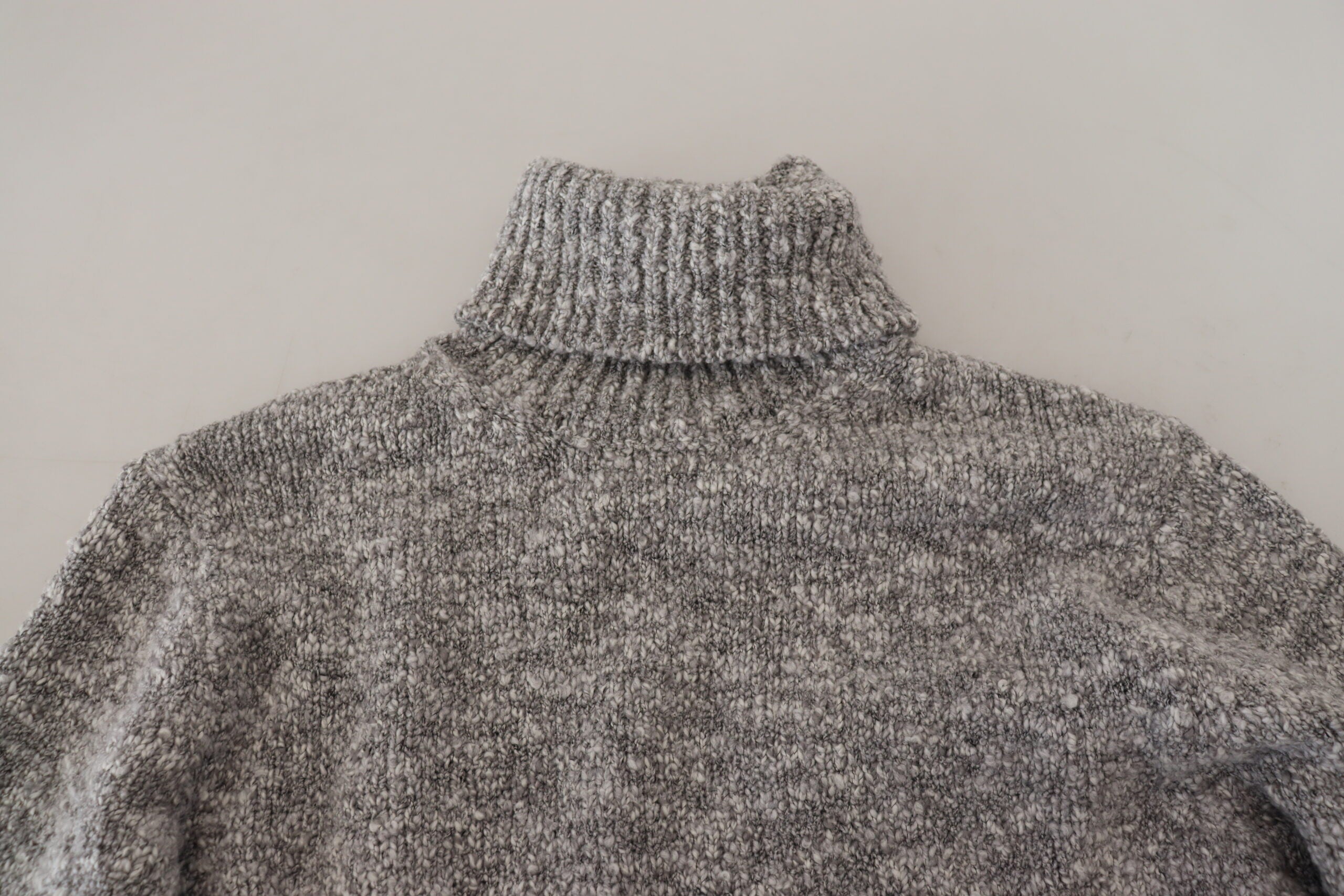 New Dolce & Gabbana Gray Wool Knit Turtleneck Pullover Sweater