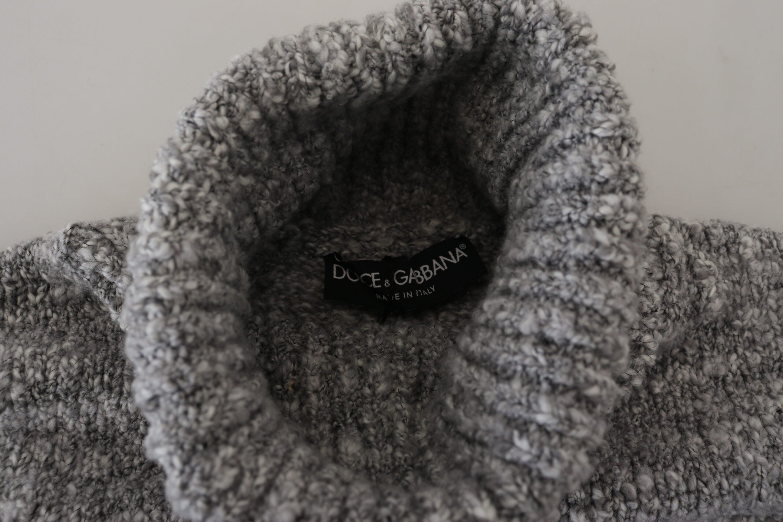 New Dolce & Gabbana Gray Wool Knit Turtleneck Pullover Sweater