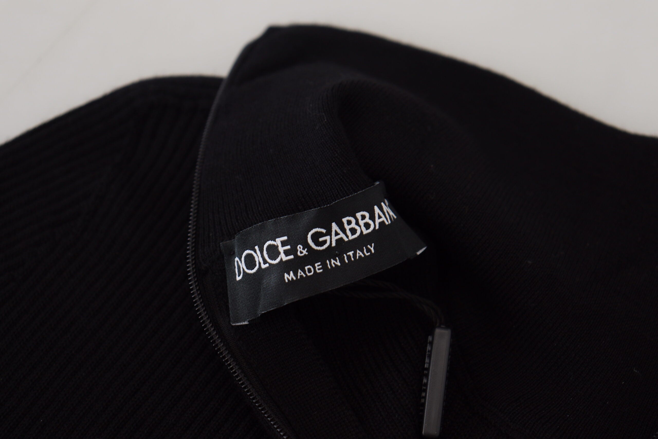 New Dolce & Gabbana Black Half Zip Turtleneck Pullover Sweater