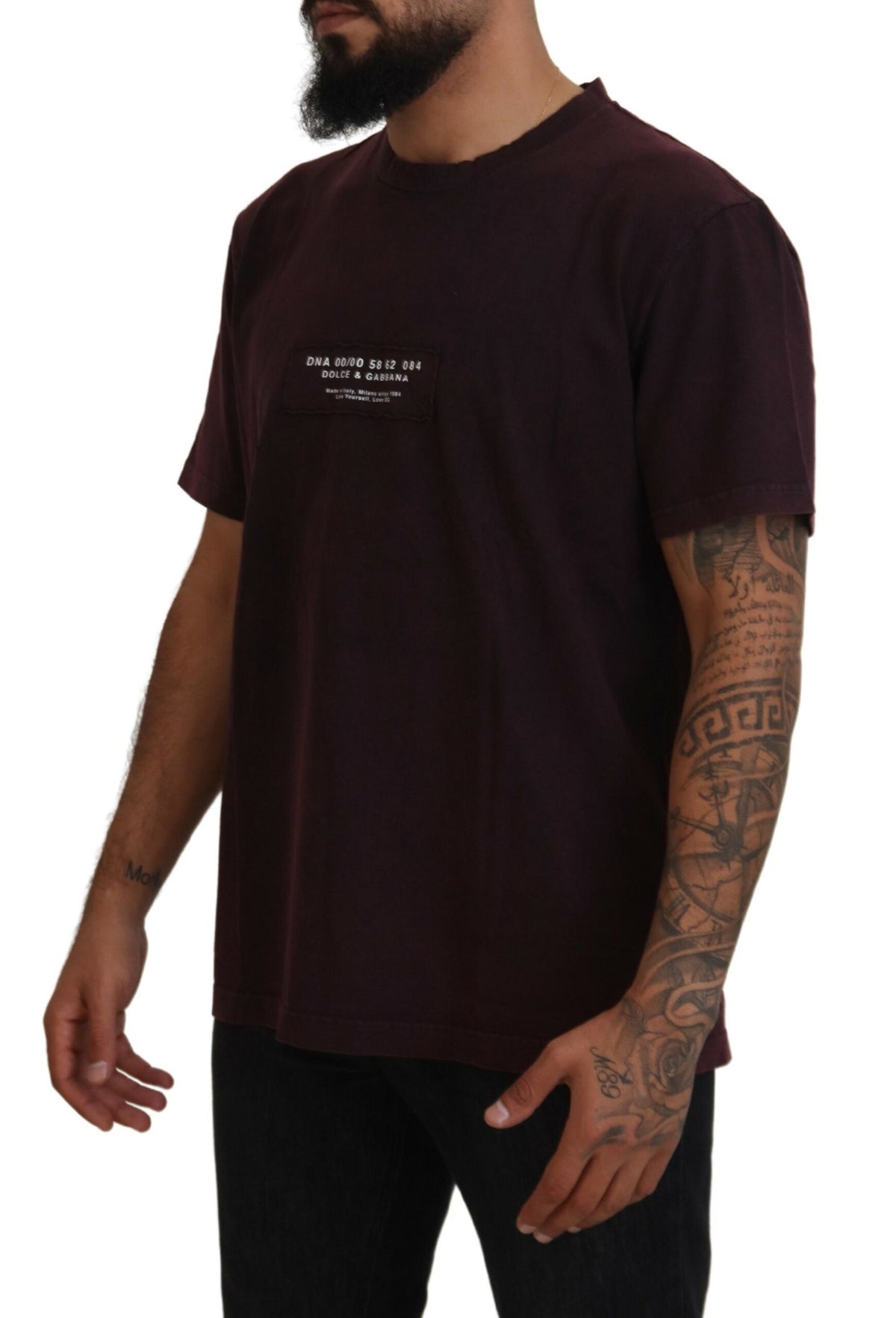 New Dolce & Gabbana Burgundy Crewneck Short Sleeve T-shirt