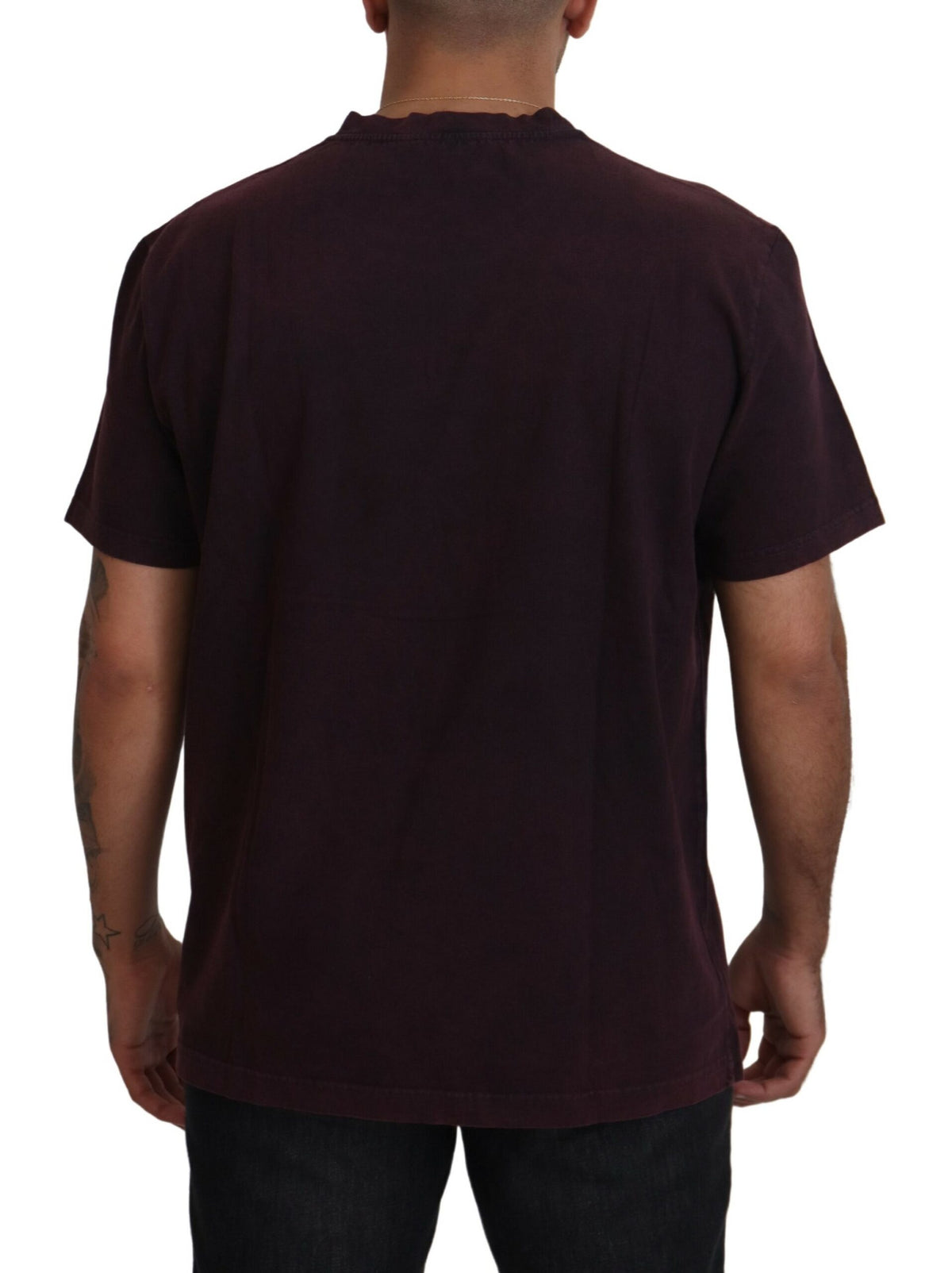 New Dolce & Gabbana Burgundy Crewneck Short Sleeve T-shirt