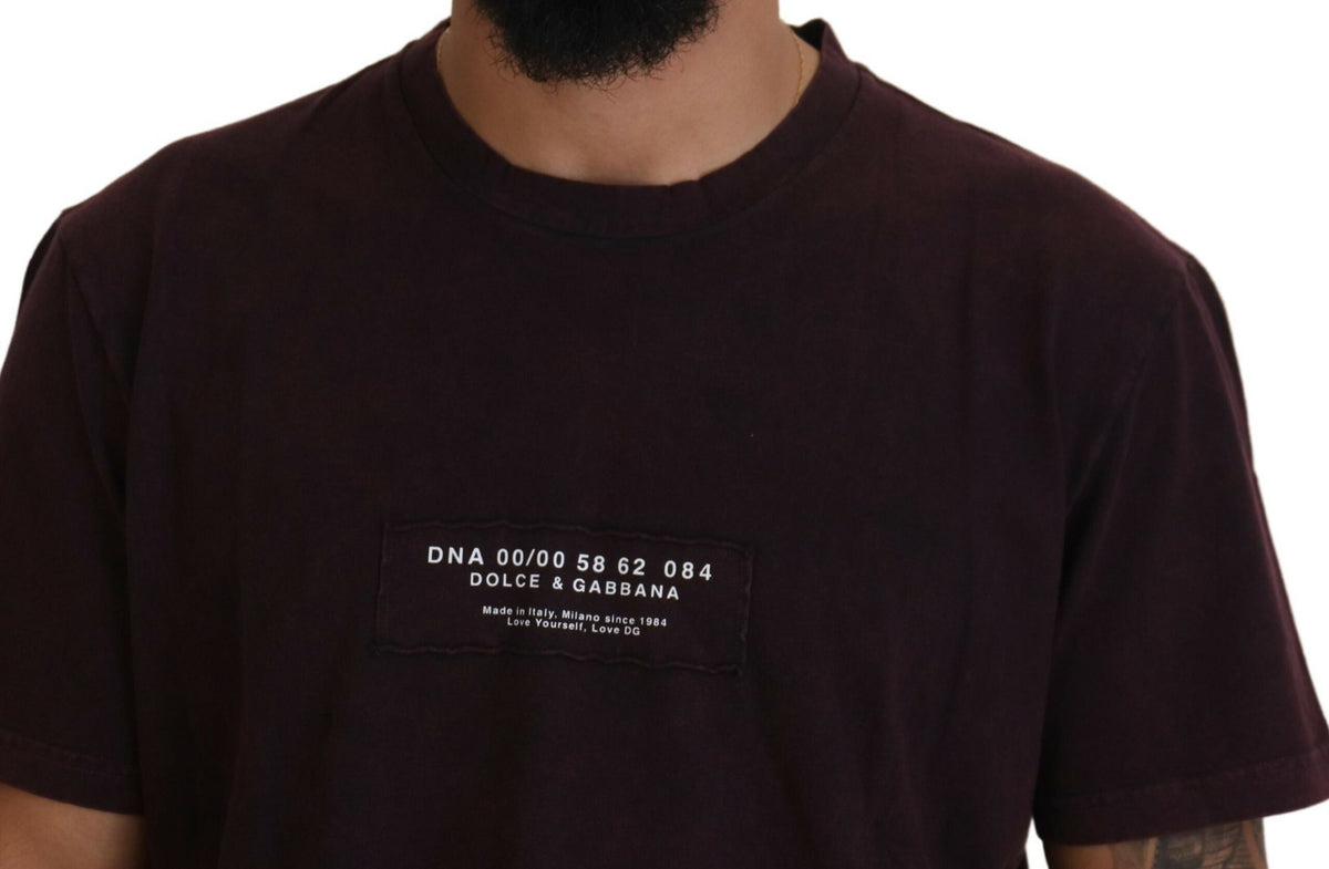New Dolce & Gabbana Burgundy Crewneck Short Sleeve T-shirt