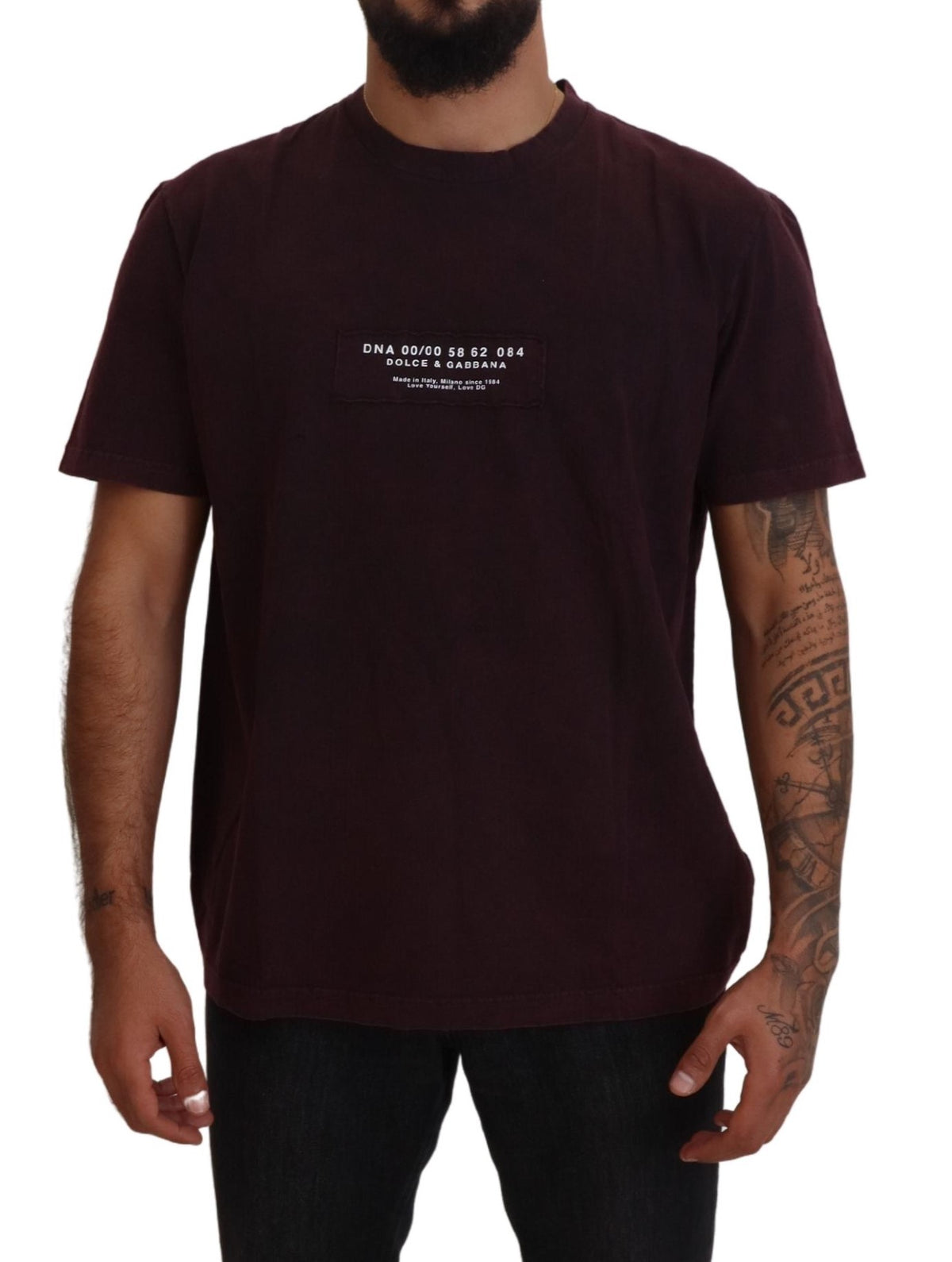 New Dolce & Gabbana Burgundy Crewneck Short Sleeve T-shirt