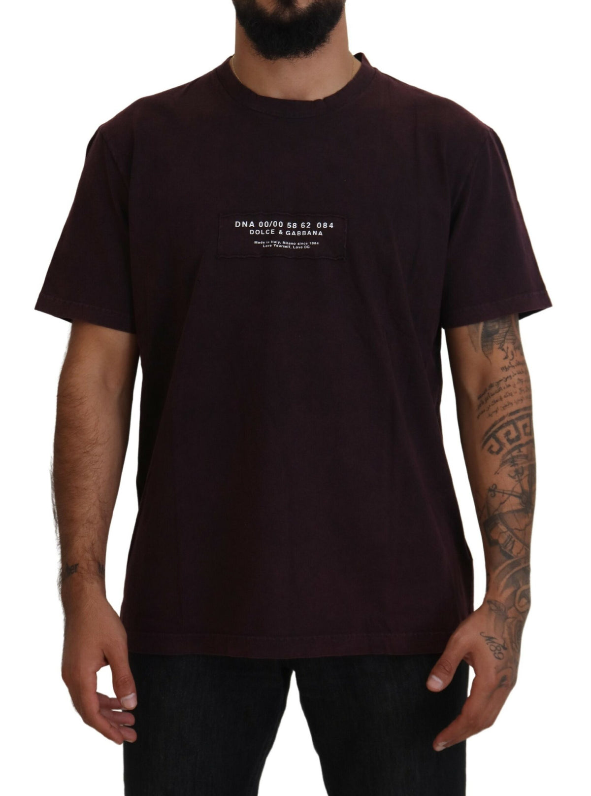 New Dolce & Gabbana Burgundy Crewneck Short Sleeve T-shirt