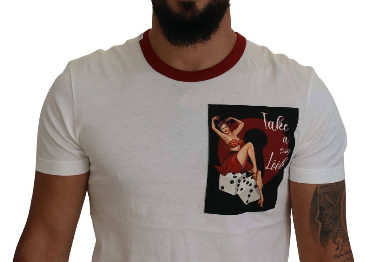 New Dolce & Gabbana Cotton White Logo Print Crewneck T-shirt