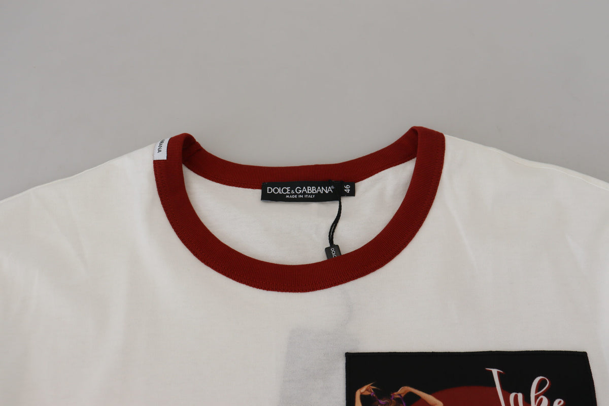 New Dolce & Gabbana Cotton White Logo Print Crewneck T-shirt