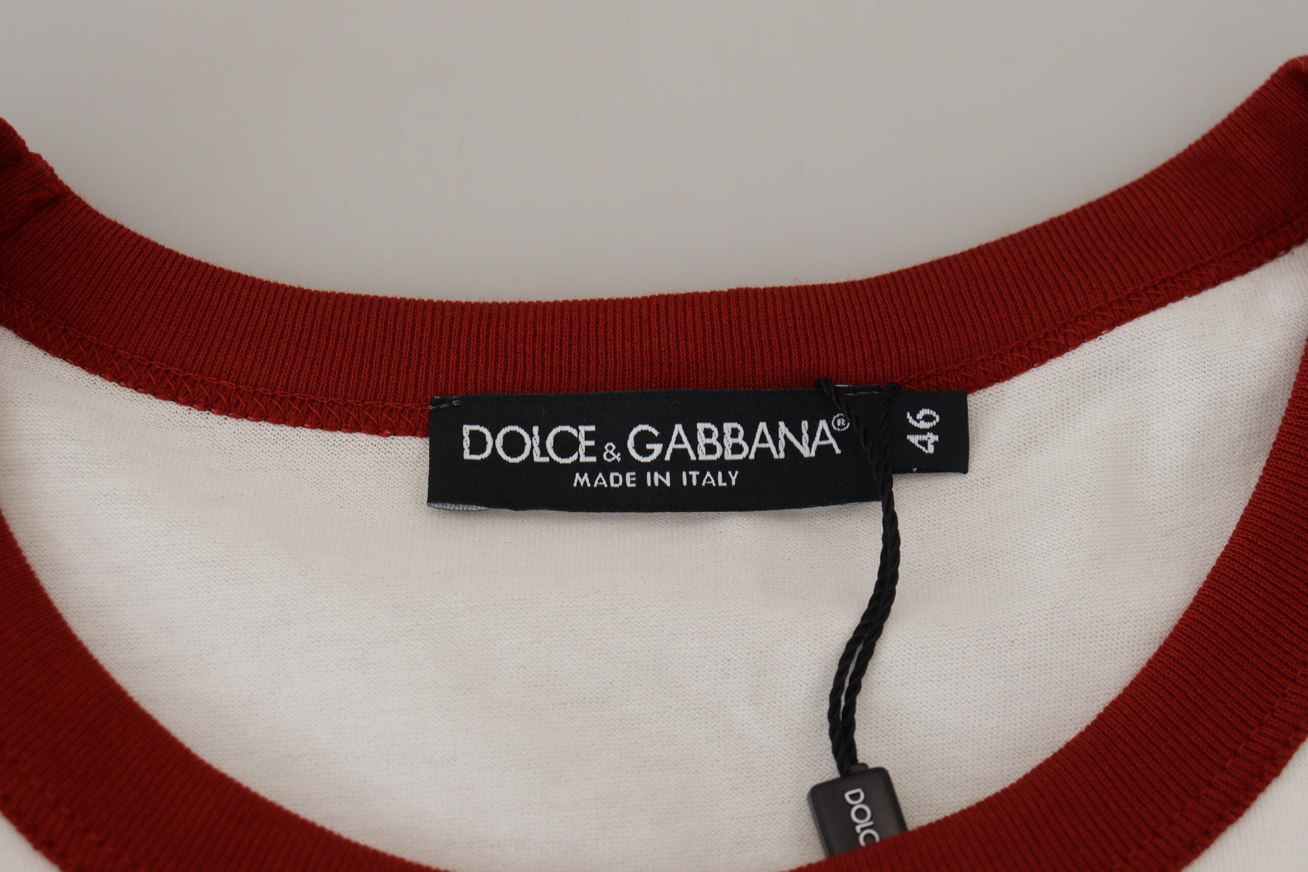 New Dolce & Gabbana Cotton White Logo Print Crewneck T-shirt