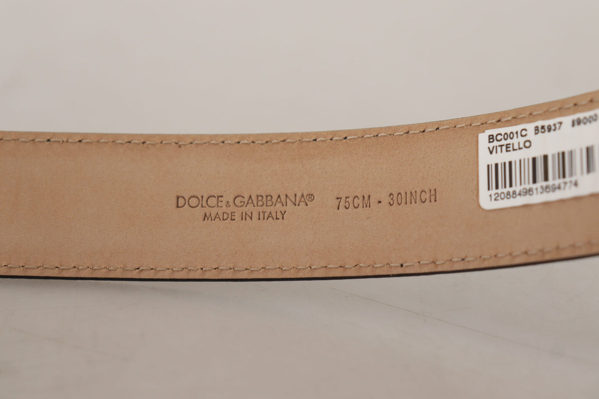 New Dolce & Gabbana Black Brown Backend Metal Buckle Belt