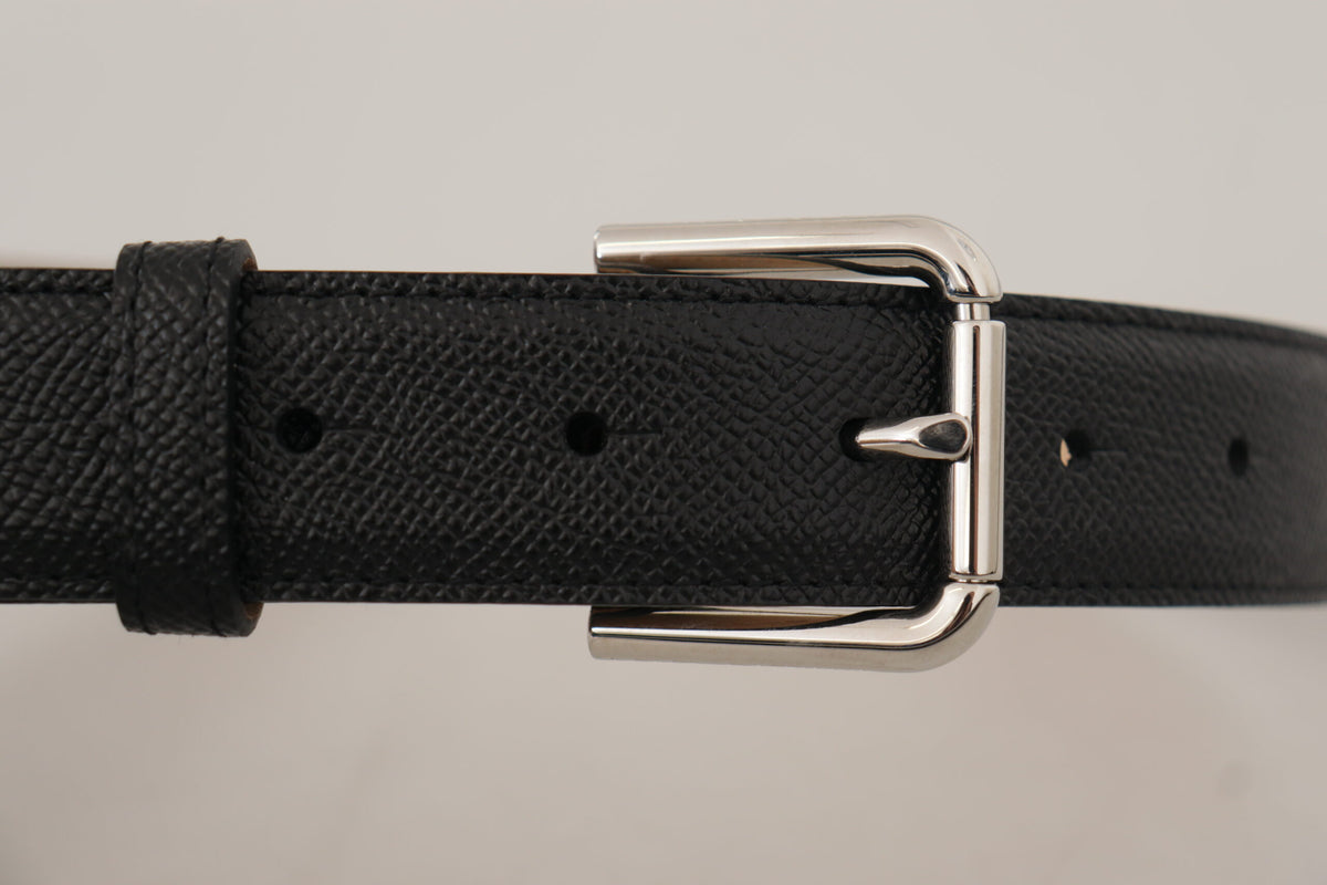 New Dolce & Gabbana Black Brown Backend Metal Buckle Belt