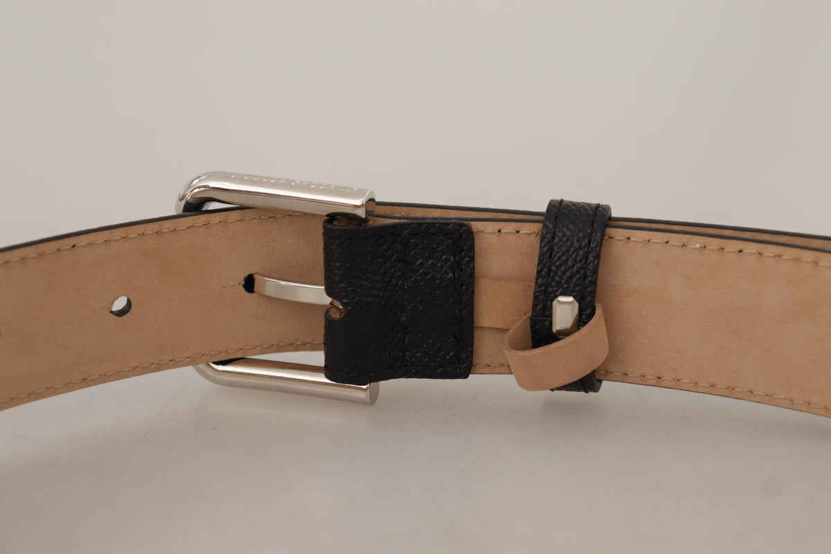 New Dolce & Gabbana Black Brown Backend Metal Buckle Belt