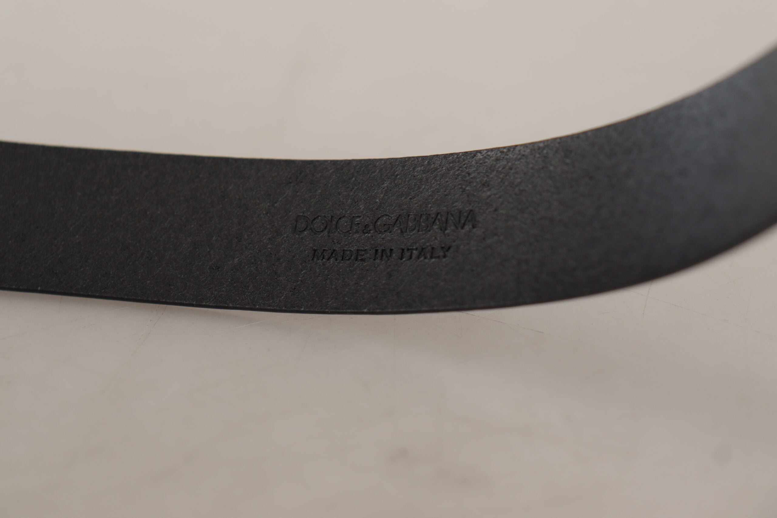 New Dolce & Gabbana Black Classic Logo Metal Buckle Belt