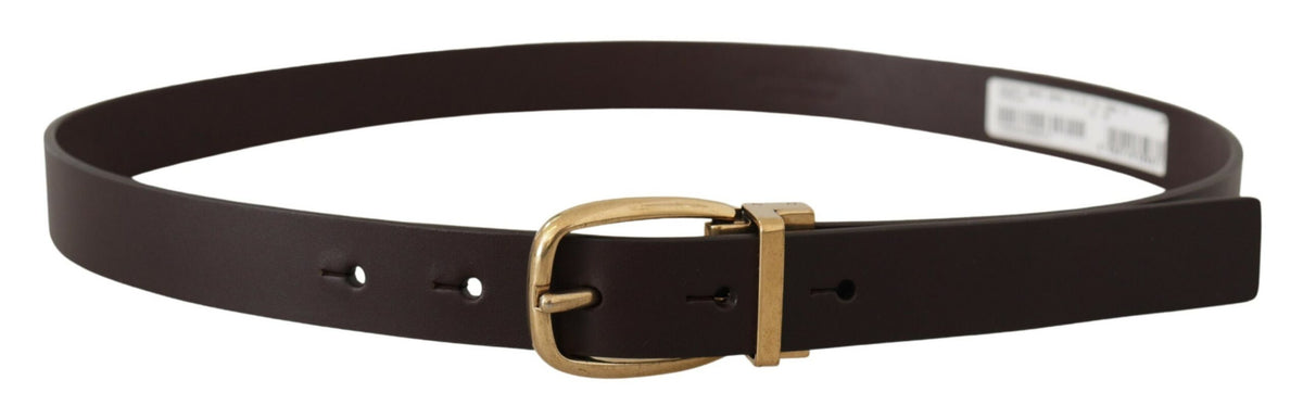 New Dolce & Gabbana Dark Brown Gold Tone Metal Buckle