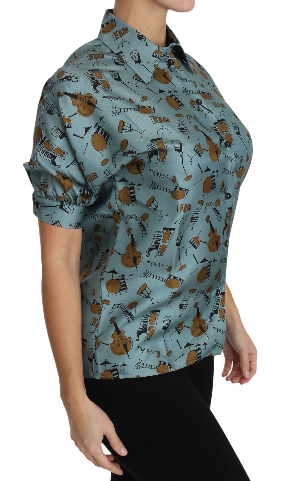 New Dolce & Gabbana Musical Instruments Silk Short sleeve Shirt
