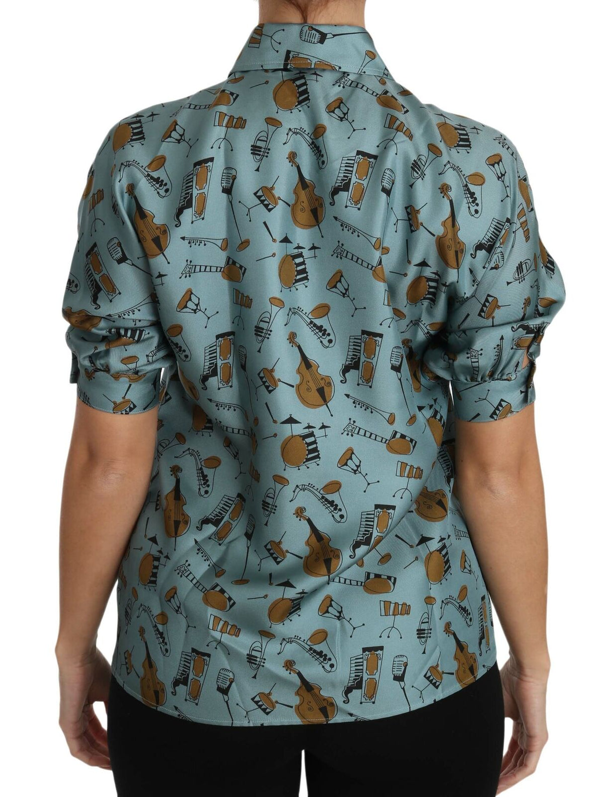 New Dolce & Gabbana Musical Instruments Silk Short sleeve Shirt