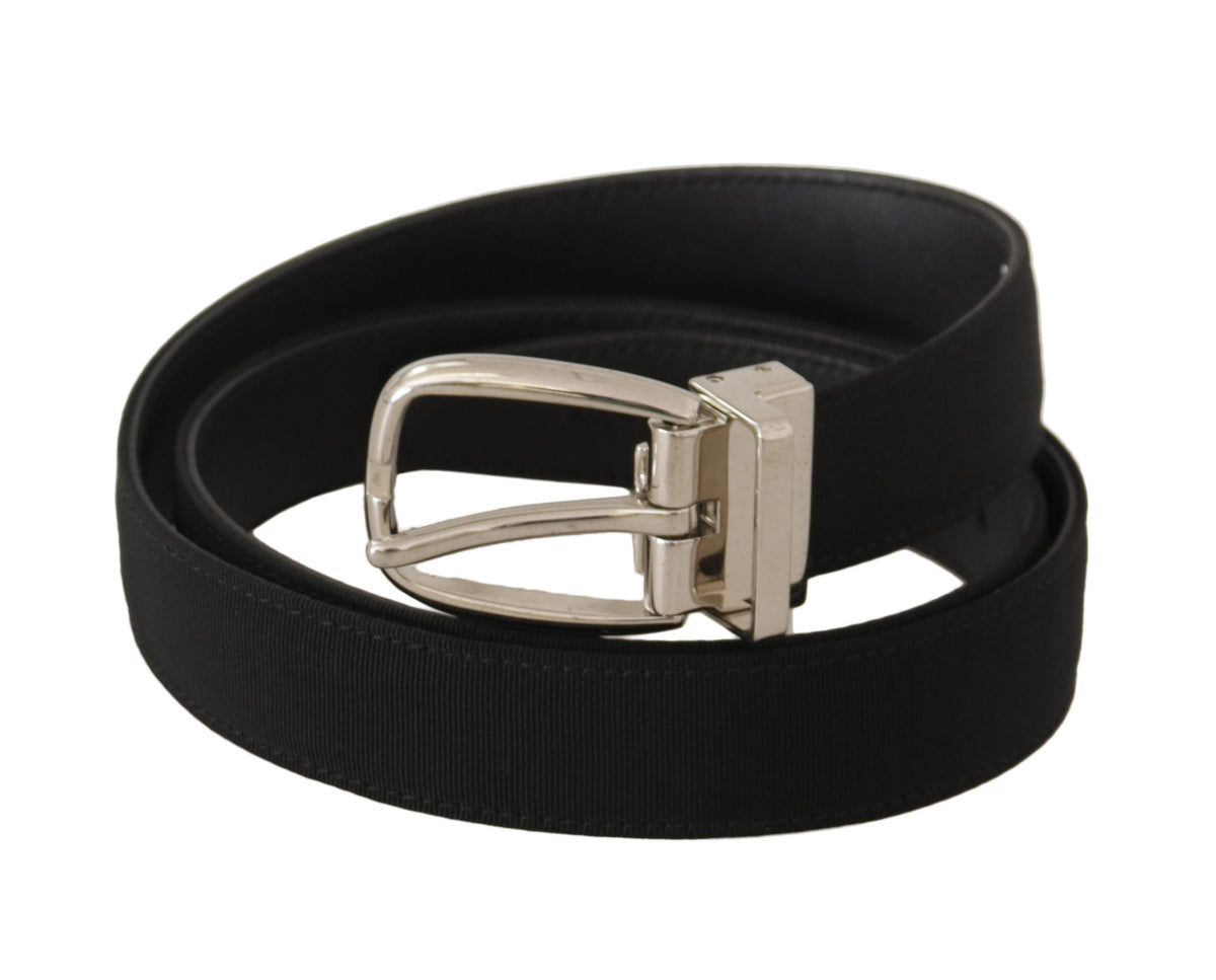 New Dolce & Gabbana Belt Black Silver Tone Metal Buckle