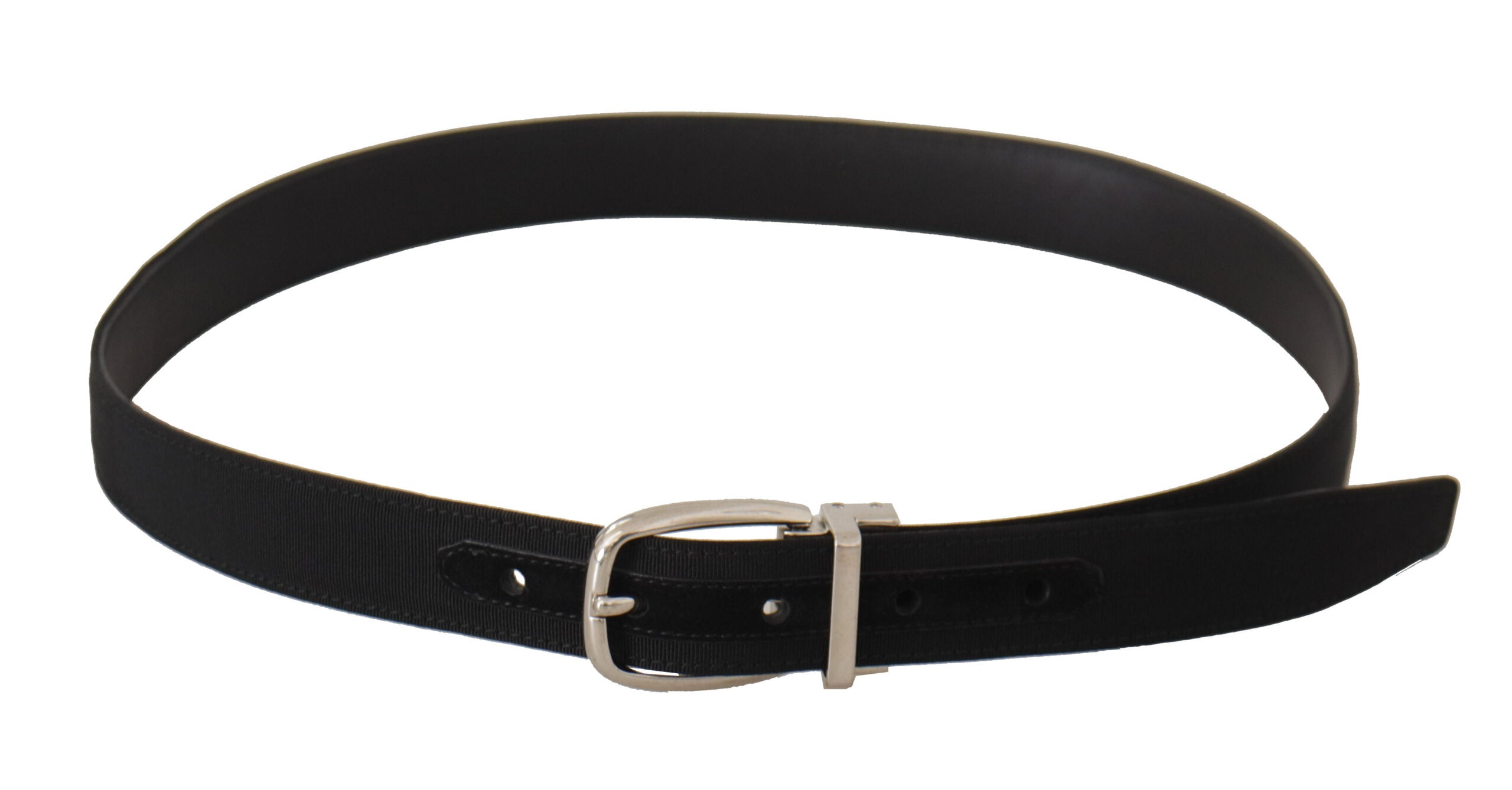 New Dolce & Gabbana Belt Black Calf Leather Silver Tone Metal Buckle