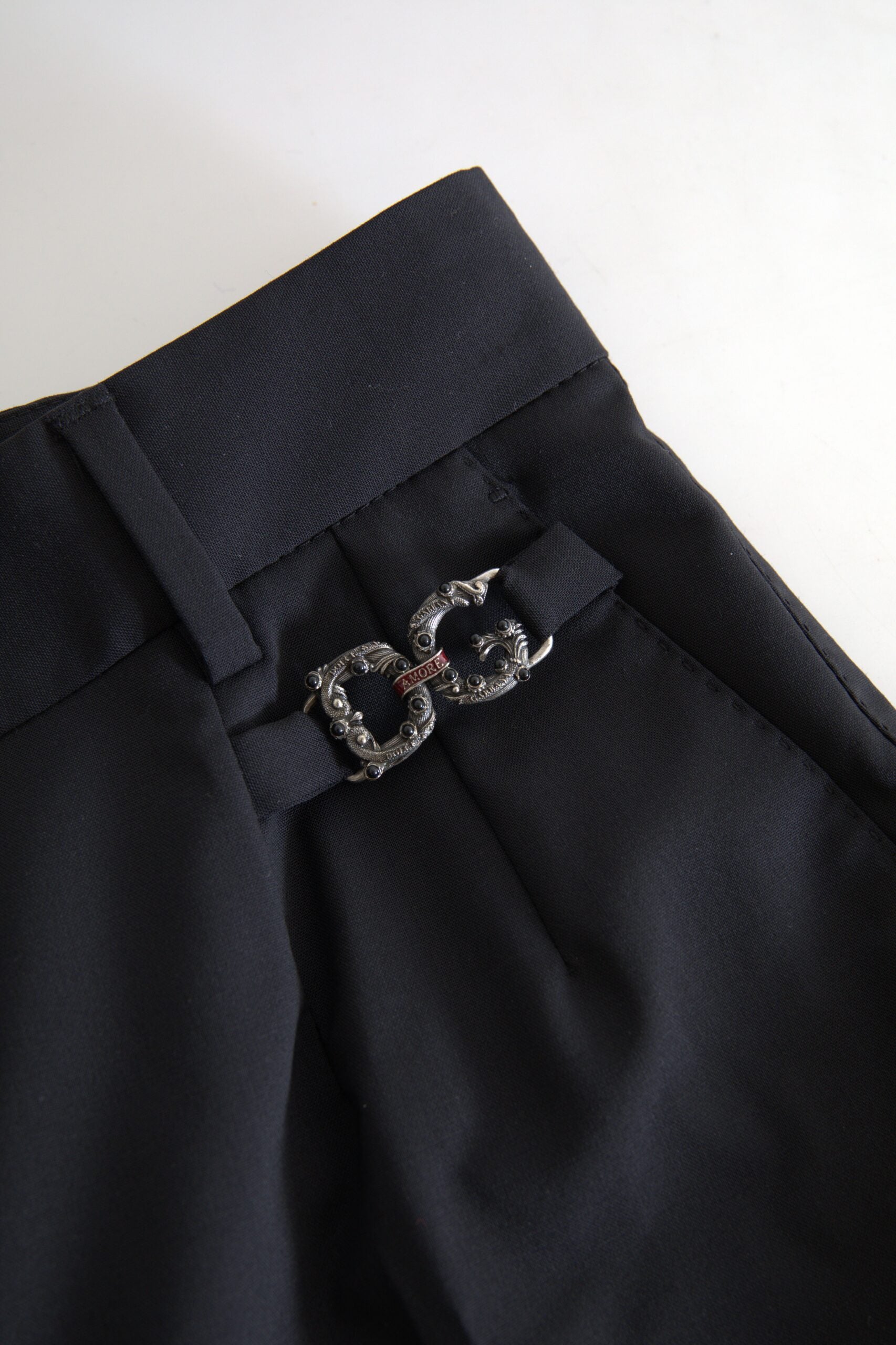 New Dolce & Gabbana Black Wool High Waist Tapered Pants