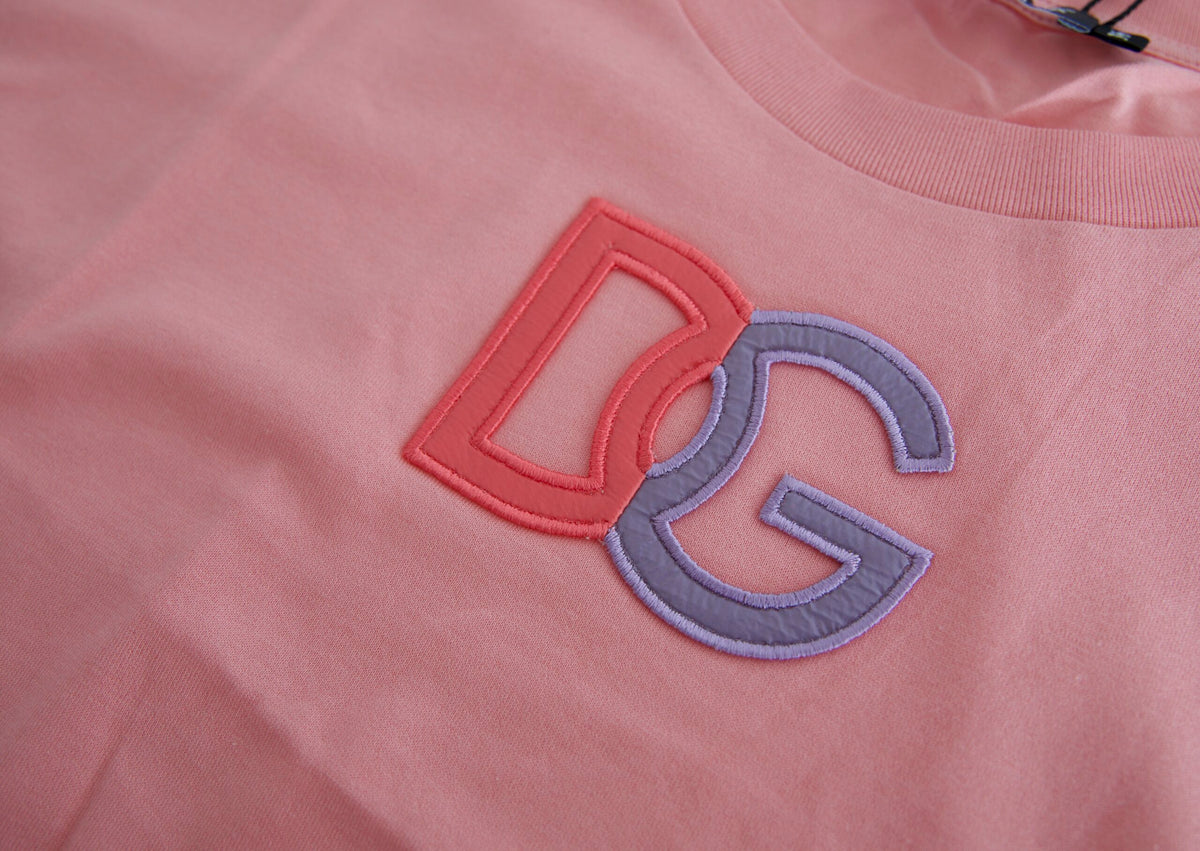 New Dolce & Gabbana Pink Cotton DG Logo Crew Neck Tank T-shirt