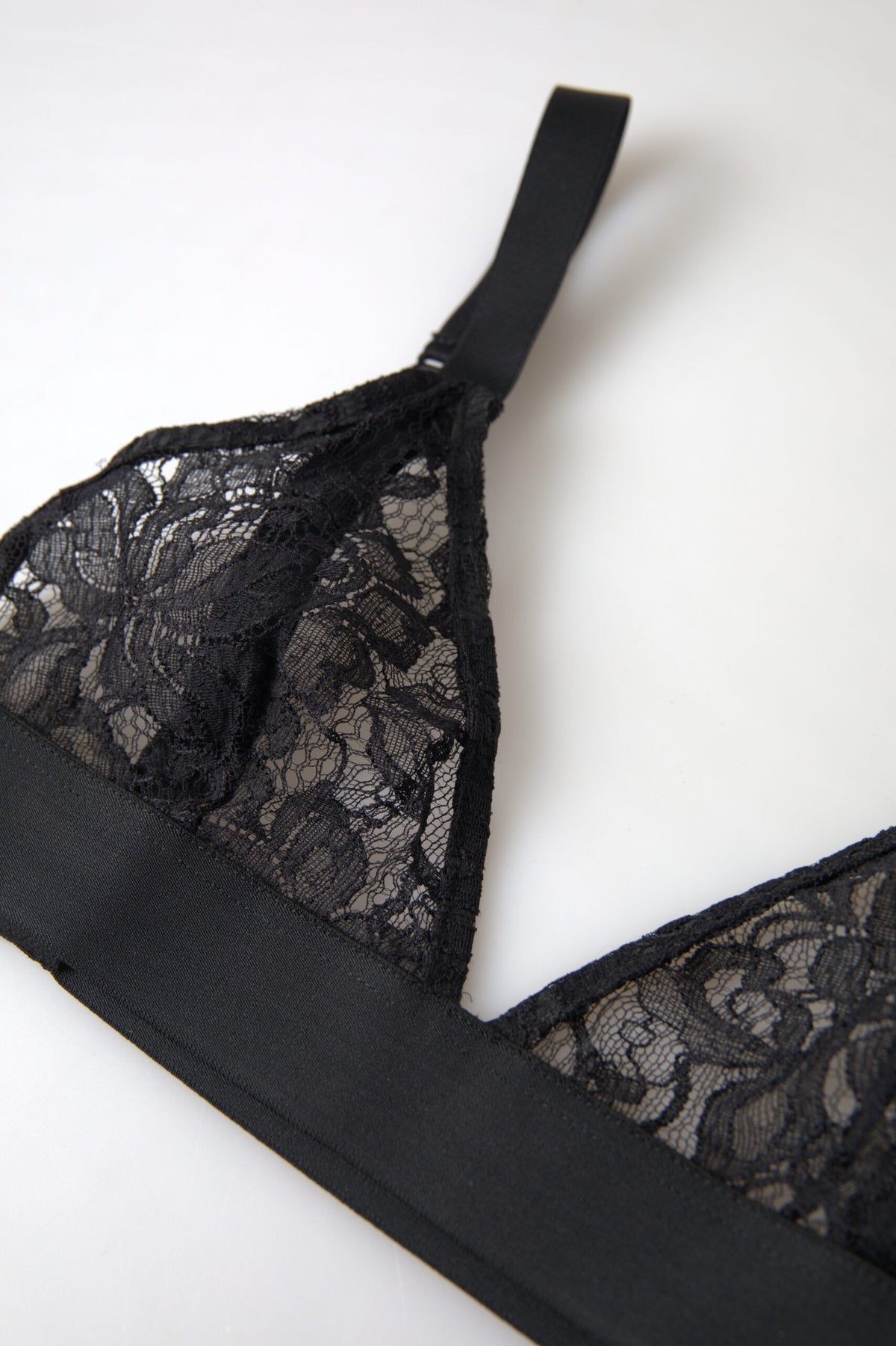 New Dolce & Gabbana Black Floral Lace Nylon Stretch Bra Underwear