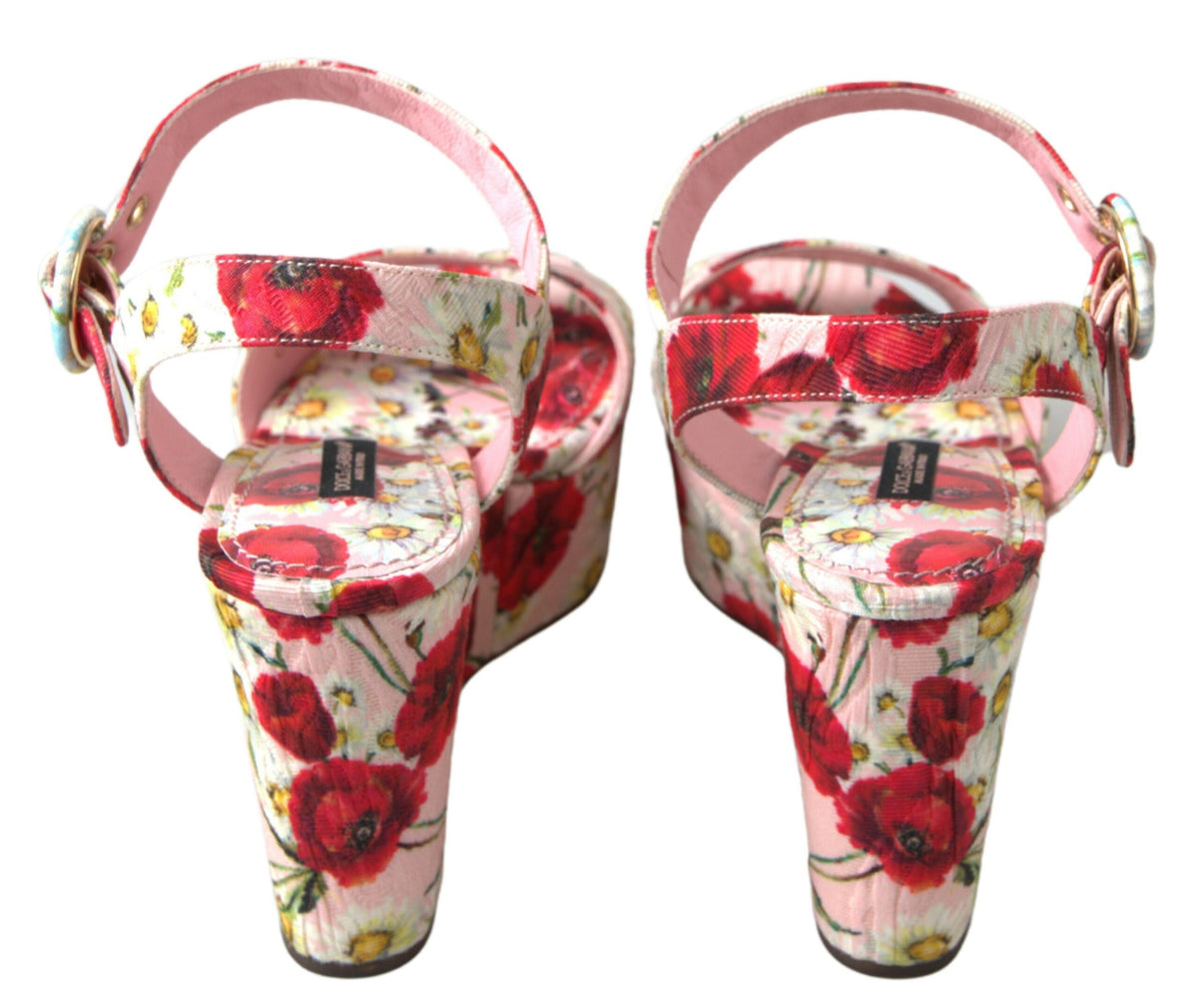 New Dolce & Gabbana floral print Wedges Floral Ankle Strap Sandals