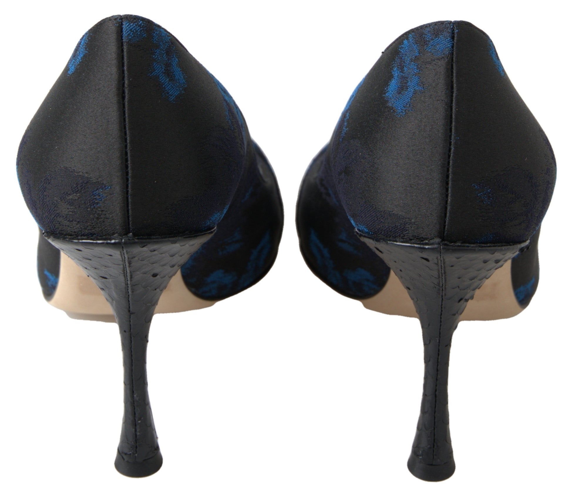 New Dolce & Gabbana Blue Floral Ayers Crystal Pumps Shoes