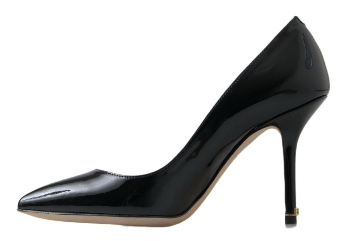 New Dolce & Gabbana Black Patent Leather High Heels Pumps Shoes