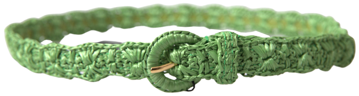 New Dolce & Gabbana Green Viscose Weaved Skinny Waist Belt