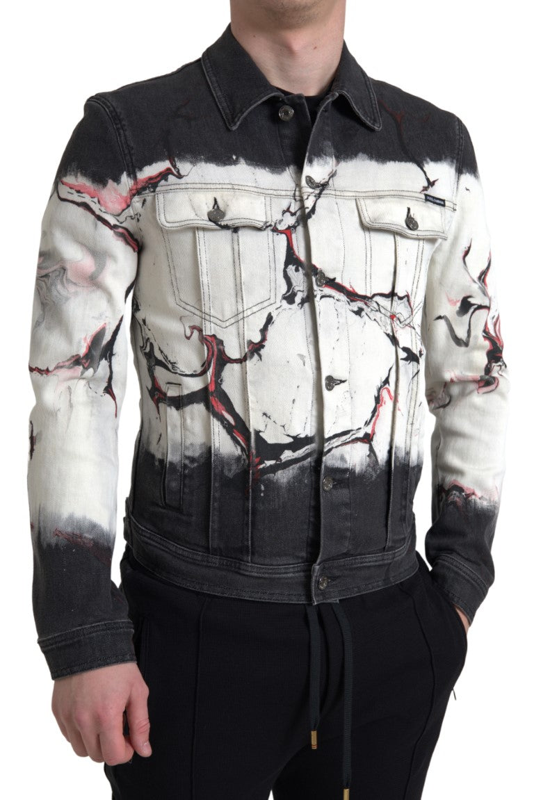 New Dolce & Gabbana Multicolor Cotton Collared Denim Jacket