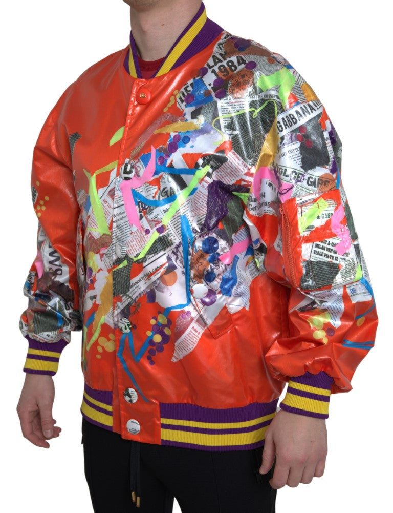 New Dolce & Gabbana Orange Polyester Button Blouson Jacket