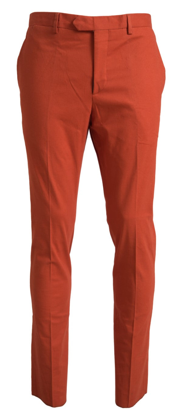 New BENCIVENGA Orange Straight Fit Men Formal Trousers Pants